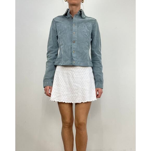 Versace Jeans Couture VTG Womens Blue Button Corduroy Collared Basic Jacket M - Picture 12 of 16